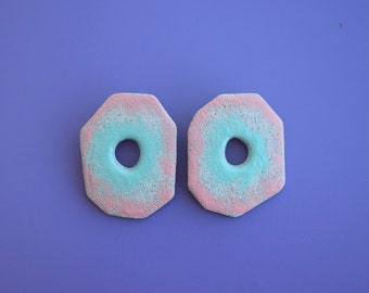 polymer clay earrings, colorful earrings, handmade earrings, stud earrings, statement earrings, granite effect, enamel earrings