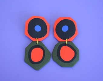 Orecchini in argilla polimerica, gioielli fatti a mano, orecchini colorati, orecchini pendenti, orecchini geometrici, orecchini di tendenza, orecchini a bottone
