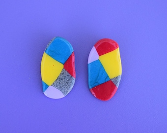 Polymer clay earrings, handmade jewelry, colorful earrings, dangle earrings, geometric earrings, statement earrings, stud earrings