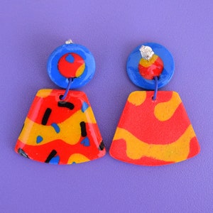 Polymer clay earrings, handmade earrings, colorful earrings, dangle earrings, stud earrings, statement earrings, clay earrings, lightweight image 2