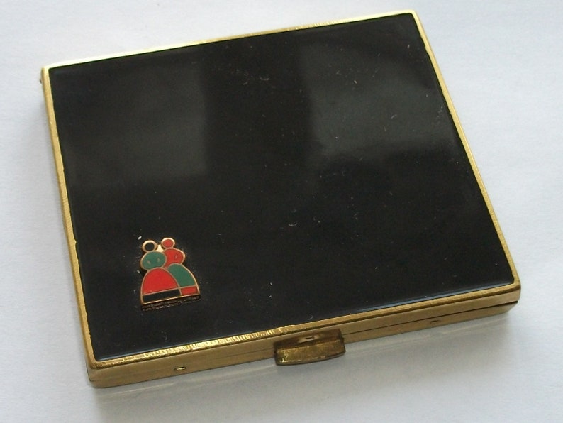 Vintage Soviet compact powder case with mirror puffbox black Etsy