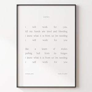 Arte de pared imprimible In Your Love de Tyler Childers, decoración con letras de canciones, póster inspirado en música country, trabaja para ti, impresión de folk bluegrass