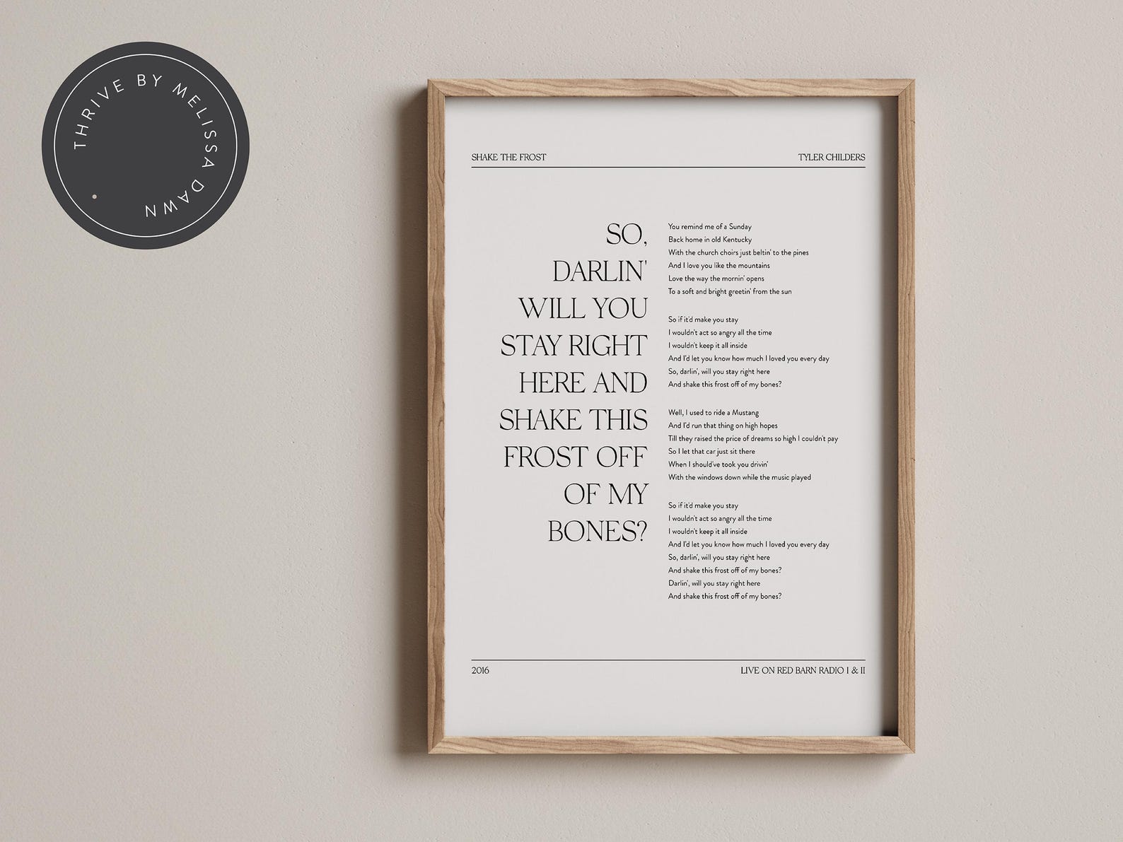 Shake the Frost Tyler Childers Printable Wall Art, Song Decor, Country