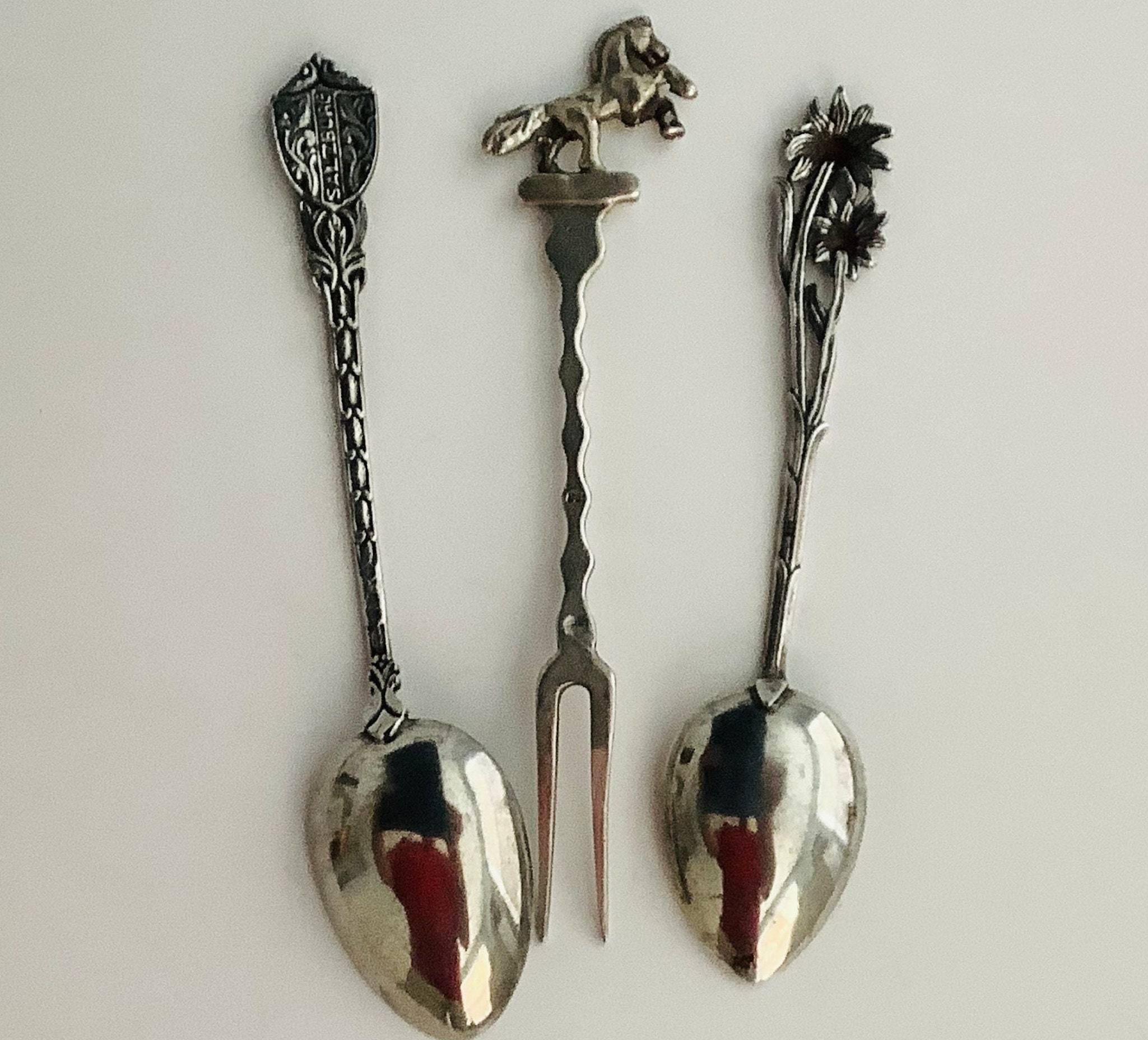 銀製品 スプーン 835 silver souvenir spoon set Souvenir 835 Silver Fork and Spoons With German City Symbols. - Etsy
