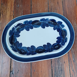 Anemone Blue - Arabia of Finland - Serving Platter - vintage hand painted mid century ceramic