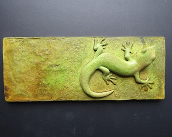 Gecko Concrete Art Tile High Relief Sculpture