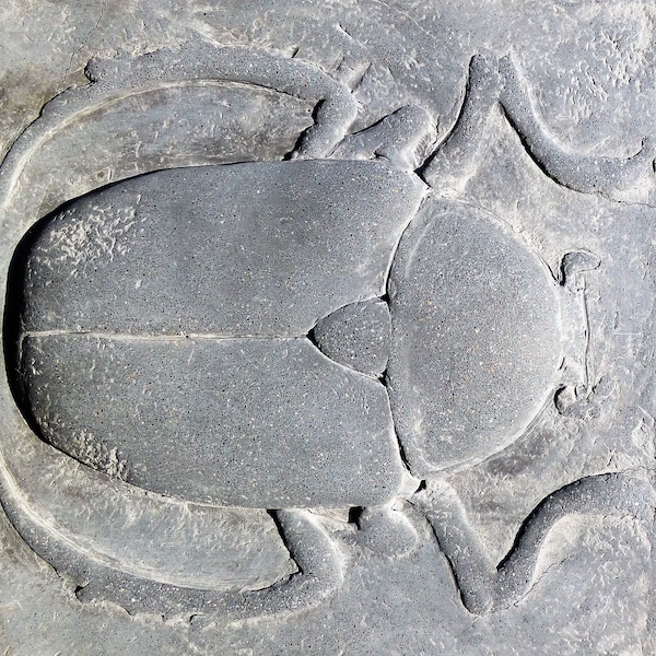 Scarab Black Concrete Sculpture Tile Ancient Egyptian