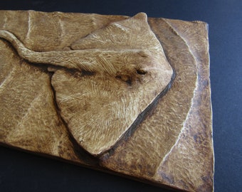 Manta Ray Bas Relief Wall Sculpture