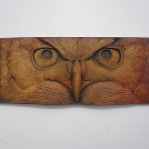 Great-Horned Owl Stare Sculpted Tile Nature Gift Fine Art Wallsculpture image 5