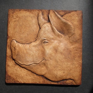 Happy Pig Wallsculpture  Hog Art Farm Animal