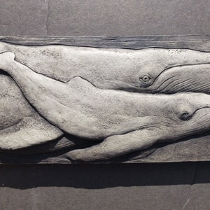 Humpback Whale Concrete Sculpted Picture Tile Kitchen Back Splash Water Feature