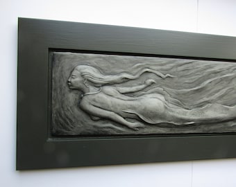 Mermaid Limited Edition Concrete Decorative Relief Sculpture Tile