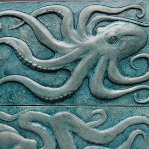 Octopus Pair Waterproof Concrete Wall Sculpture Relief Tiles image 8