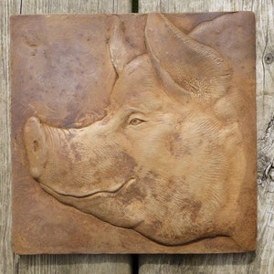 Happy Pig Concrete Hand Made  Art Tile Designer Back Splash