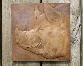Happy Pig Concrete Hand Made  Art Tile Designer Back Splash