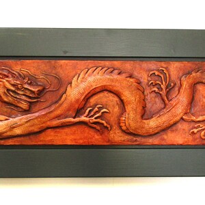 Chinese Dragon Framed Relief Sculpture Tile image 3