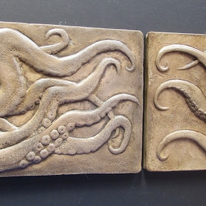 Octopus Pair Waterproof Concrete Wall Sculpture Relief Tiles image 6