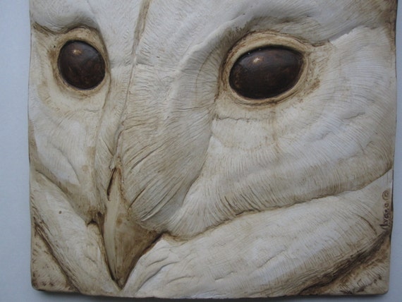 Barn Owl wood sculpture wall art Jason Tennant