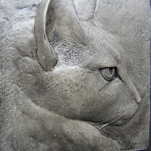 Rufus Cat Concrete Bas Relief Art Tile