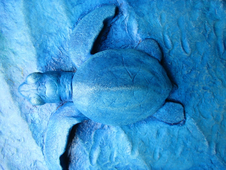 Sea Turtle Hatchling Concrete Art Tile Wall Sculpture image 4