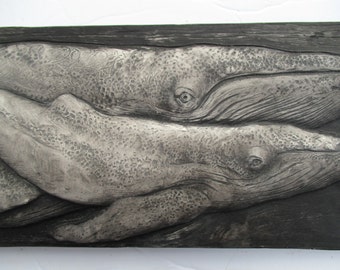 Humpback Whale Art Mother and Calf Wall Sculpture