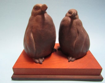 Cape Penguins Hand Built Stoneware Museum Quality Sculpture