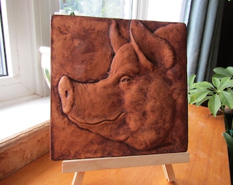 Escultura de parede de porco feliz, arte de porco, animal de fazenda