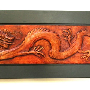 Chinese Dragon Framed Relief Sculpture Tile image 5