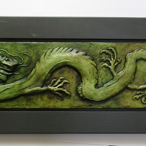 Chinese Dragon Framed Relief Sculpture Tile image 4