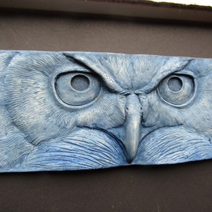 Great-Horned Owl Stare Sculpted Tile Nature Gift Fine Art Wallsculpture image 6