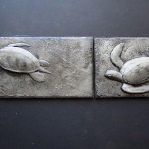 Sea Turtle Concrete Art Tile Pair