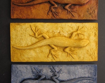 Lizard Wall Sculpture Colorful Art Tile