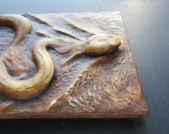 Swimming Sensuous Snake Decorative Wall Sculpture Art Tile