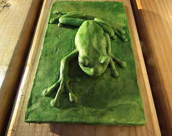 Tree Frog Concrete Hand Made Art Tile