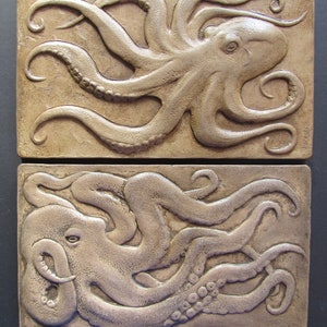 Octopus Pair Waterproof Concrete Wall Sculpture Relief Tiles image 2