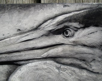 Blue Heron Sculpture Relief Realistic Wall Art