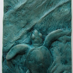 Turtle Hatchling#2 Concrete Bas Relief Art Tile