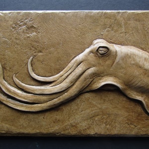 Scultura artistica da parete in cemento a forma di seppia