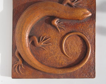 Skink Art Nouveau Style Lizard Realistic Wallsculpture Desert Southwest Art Decor Picture Tile Nature Gift