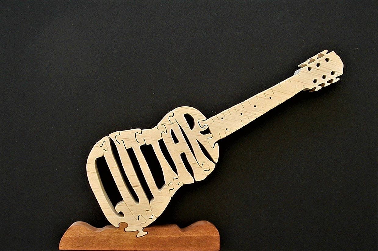 Acoustic Guitar Puzzle Cut On Scroll Saw Etsy