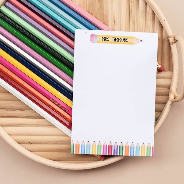 Grand bloc-notes crayon. Bloc-notes personnalisé. Bloc-notes personnalisé. Cadeau pour professeur. Bloc-notes de l'enseignant. Appréciation personnalisée de l'enseignant pour la rentrée