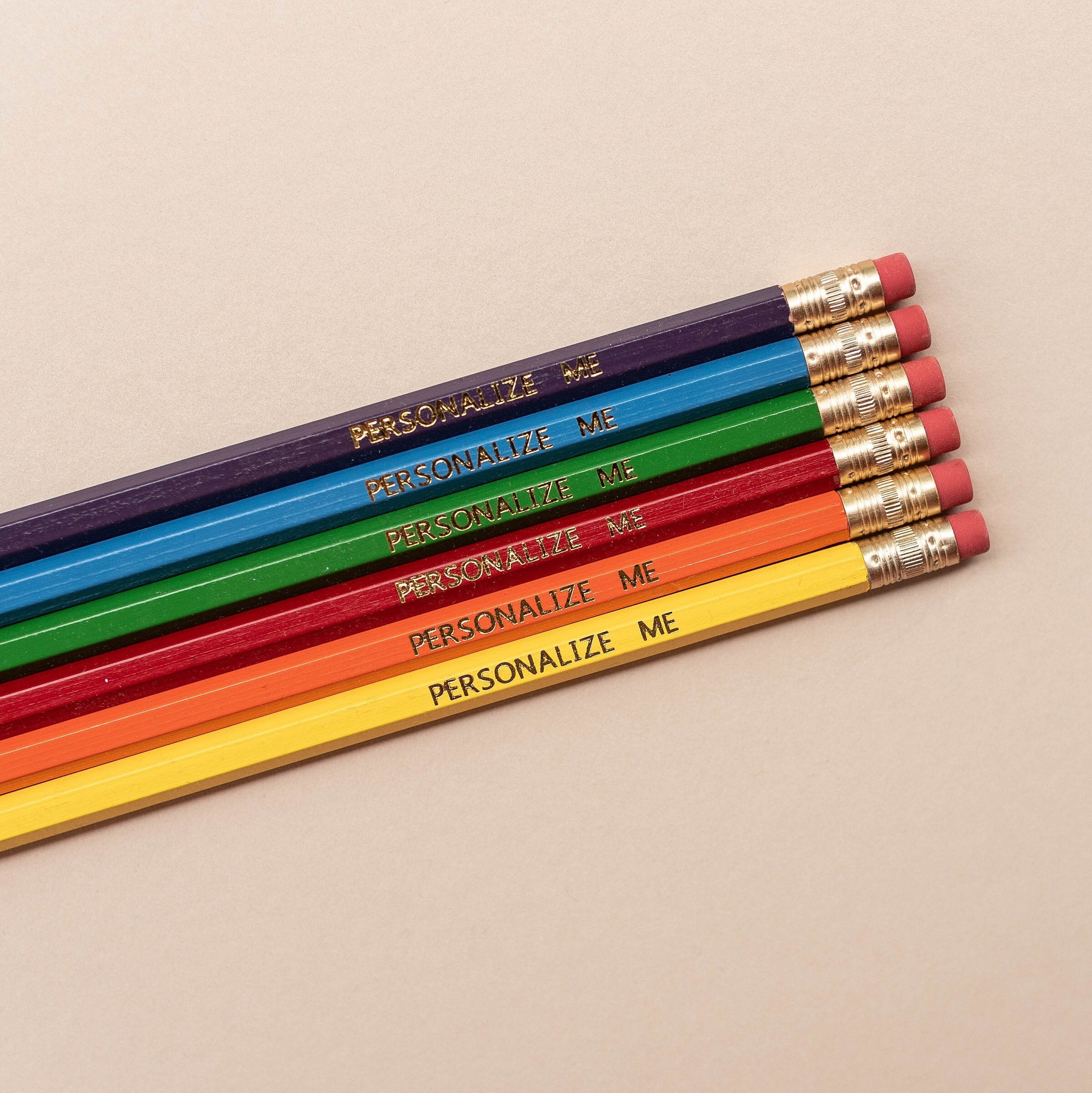 Rainbow Custom Pencils. Personalized Pencils. Set of 6 Etsy