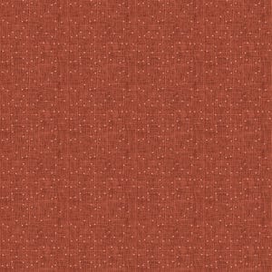 May include: A red fabric with a white polka dot pattern. The fabric has a textured, woven look.