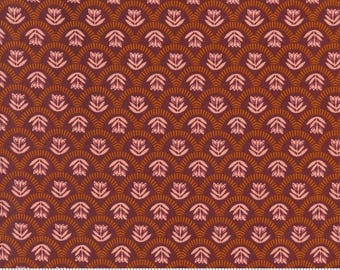 Folk Lore 45605 16 *1/2 YARD CONTINUOUS CUTS* Burgundy Scallop Story Blenders Flower Fancy That Design House