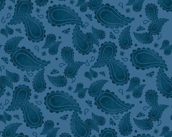 Ride the Range C12742-Denim *1/2 YARD CONTINUOUS CUTs* Riley Blake Paisley Blue Quilting 100% cotton fabric quilting yardage