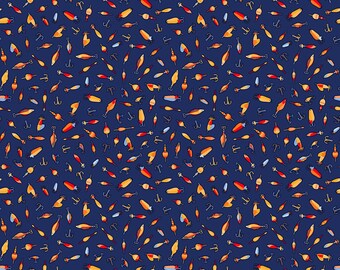 Camping Therapy 10629-45 *1/2 YARD CONTINUOUS CUTs* Blue Lures Patrick Lose Northcott