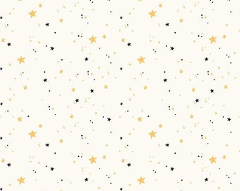 Sophisticated Halloween C14623-CREAM *1/2 YARD continuous CUTS* Stars Black Riley Blake My Minds Eye 100% cotton