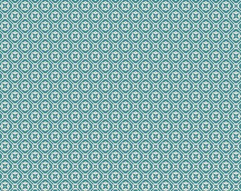 Farmer's Daughter C17169-RAINDROP *1/2 YARD CONTINUOUS CUTs* Doily Aqua Lori Holt Riley Blake