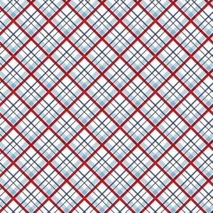 Stars & Stripes Forever C15716-WHITE *1/2 YARD CONTINUOUs CUTs* Diagonal Plaid White Patriotic USA Lori Whitlock Riley Blake