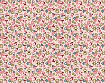 Farmer's Daughter C17161-CORAL *1/2 YARD CONTINUOUS CUTs* Daisy Pink Lori Holt Riley Blake